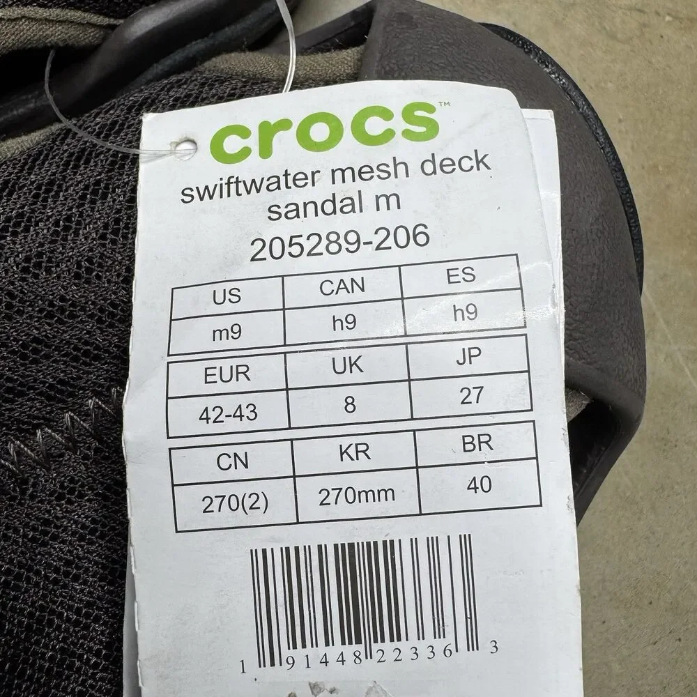 crocs men's swiftwater mesh deck brown sandals size 9 Lightweight Flexible NWT
